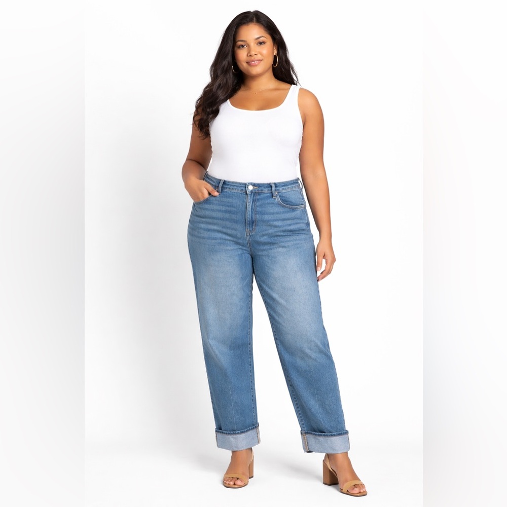 Lane Bryant High-Rise Relaxed Straight Cuffed Hem Jeans - Size 18L